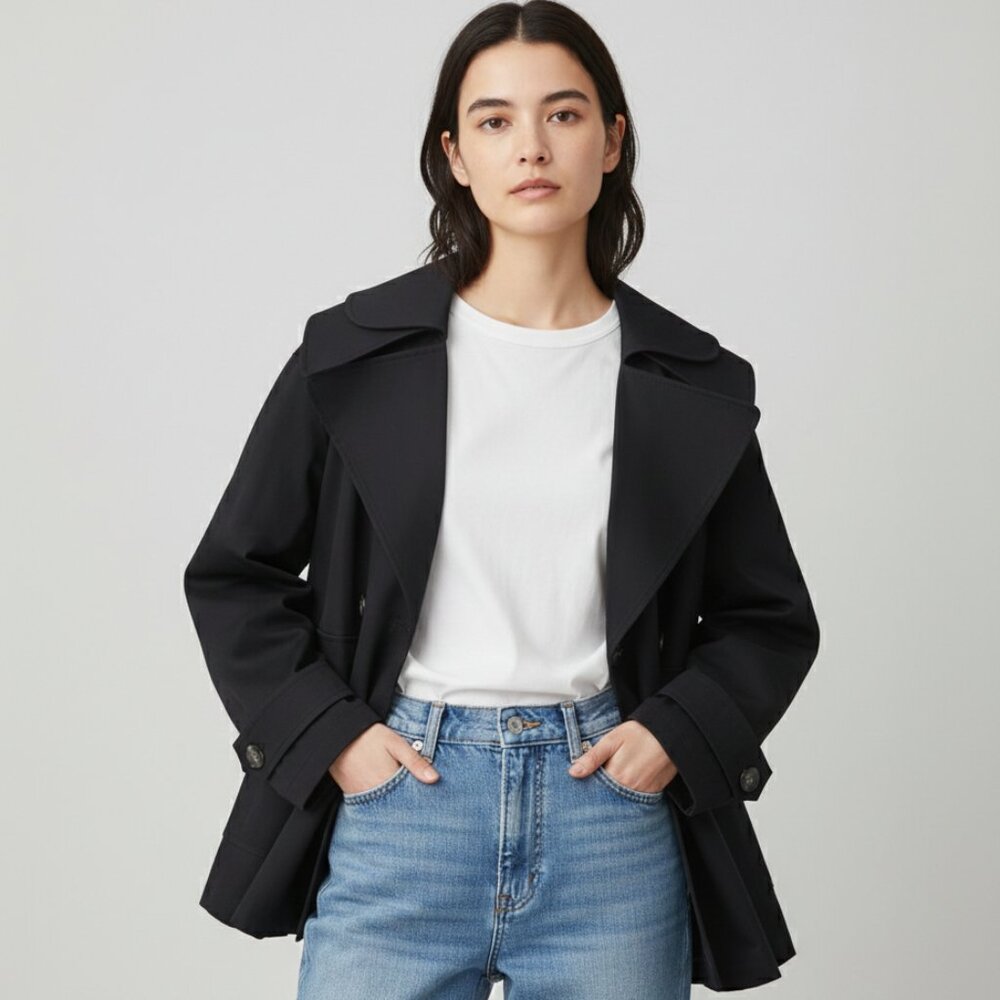 Meimeij Caban Women's Jacket Windbreaker Size 40/8 Black NWT